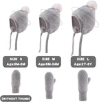 Basic Winter Baby Beanie Gloves Boys Girls Knitted Hat Pompom Kids Earflap Hats Warm Infant Toddler Beanie Mittens Set