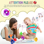 Hand Bells, 8 Note Musical Handbells Set with 17 Songbook Musical Toy Percussion Instrument for Toddlers Children Kids for Children's Day Family Activity School and Church (Multicolored)