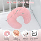 LAT Nursing Pillow for Breastfeeding with Removable Minky Cover,Ergonomic Breast Feeding Pillows for Mom and Baby,Machine Washable(Pink)