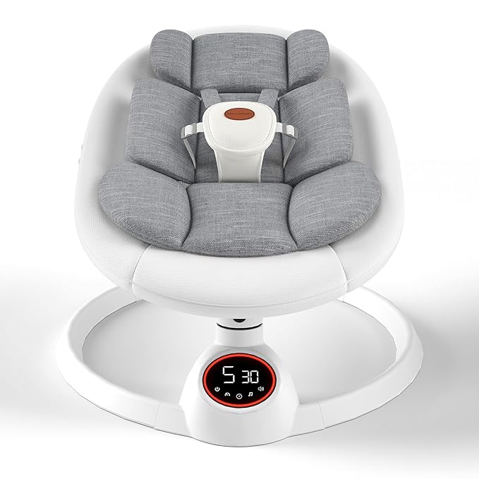 Baby Swings for Infants to Toddler, Portable Baby Swing with Extra Pad, Electric Infant Swing with 5 Speeds and Bluetooth Music, Indoor & Outdoor