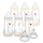 MAM 9oz Easy Start Anti-Colic Baby Bottles, Medium Flow with 2X Bonus Nipples (Fast and Extra Fast Flow), Reduces Colic, Gas, & Reflux, Easy-to-Clean, BPA-Free, 2 Plus Months