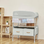 BabyBond Portable Baby Changing Table with 2 Storage Baskets, Foldable Changing Table Dresser Waterproof Diaper Changing Table Height Adjustable Changing Station for Infant and Newborn(Beige)
