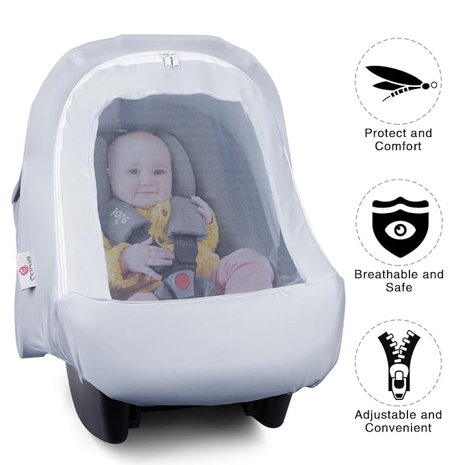 Metplus 2-in-1 Baby Car Seat Canopy, Multi Use Privacy Sun Shade, Protect Baby's Safety with Style, Infant Carrier Covers for Boys & Girls