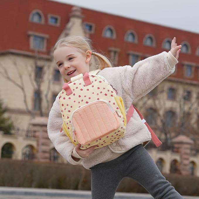 GAGAKU Toddler Backpack for Girls - Kids Mini Bag 2-6 years old Cartoon Breathable Comfortable Preschool Daypack for School Travel - Pink Strawberry