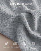 Blissful Diary Muslin Baby Changing Pad with Waterproof Lining Foam, Diaper Changing Table Pad with Cover for Dressers (Gray, Rectangular)