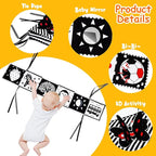 4 PCS Black and White High Contrast Baby Toys 0-3-6 Months Newborn Essential Montessori Toy for Babies Crinkle Sensory Book Brain Development Tummy Time Mirror Infant Carseat Rattle Easter Shower Gift