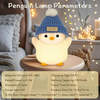 Penguin Night Light for Kids, Adorable Penguin Lamp with Hat, Food Grade Silicone Nursery Nightlight, Rechargeable/Dimmable/Timer,LED Squishy Novelty Animal Bedside Lamp,Funny Gifts for Boys