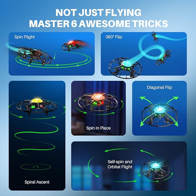 SYMA Drone for Kids with 7-Color LED Light, X660 Mini Drone with 3D Flip, Rotary Ascent, Headless Mode, Speed Switch and Full Protection RC Toys Gifts for Beginners Adults