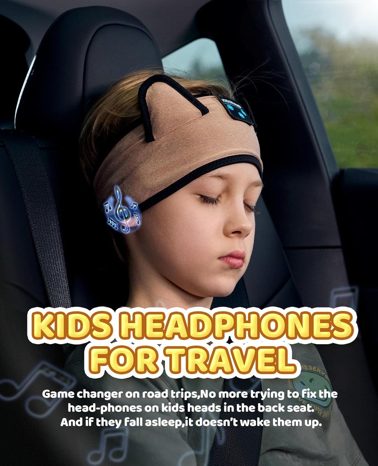 KIDSBAND Kids Headphones, Over On The Ear Toddler/Baby Headband Headphones - Volume Limited with Thin Speakers & Soft Headband No Pressure On Ears, for Learning/Plane/Travel/Tablet/Computer/Sleep