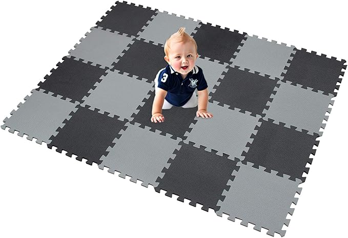 XMTMMD Soft Non-Toxic Foam Baby Play Mat | Toddler Playmat | EVA Foam Interlocking Tiles for Gym, Nursery, Playroom | 18 Squares Foam Floor Mats for Kids & Babies | Colorful Jigsaw Puzzle Play Mat