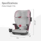 UPPAbaby Alta V2 High Back Booster Seat/Seven-Position, Active Support Headrest for Growing Children/SecureFit Integrated Belt Guide + Positioner/Cup Holder Included/Iris (Grey Mélange/Lavender)