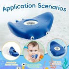 b&h Silicone Baby Bath Thermometer - Safety Digital Infant Bathtub Temperature Thermometer, Color-Coded Display, Quick-Read, Detachable Silicone Jacket, Dishwasher Safe, Temperature Toy (Manta Ray)