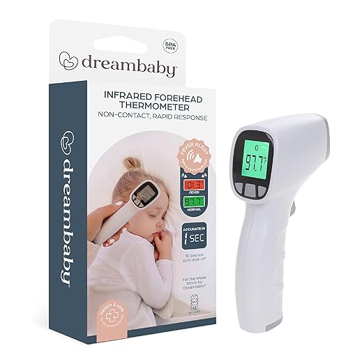Dreambaby Infrared No Contact Baby Thermometer for Forehead - Digital Display, Fever Alert, Memory Stores 20 Readings, Includes Storage Bag, for Adults and Kids