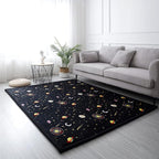 Loartee Coral Velvet Area Rug - 1" Thick Memory Foam Baby Play Mat, Washable Toddler Carpet, Home Decor for Living Room, Nursery, Kids Bedroom, Astral Black, 6'7"x7'10"