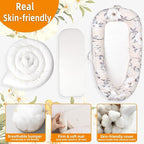 Baby Lounger | Organic Cotton Infant Lounger | Reversible, Adjustable & Portable Floor Lounger | Soft, Breathable, Washable Cover