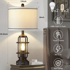 26" Modern Lamp for Living Room, Industrial 3-Way Dimmable Beside Table Lamp with USB A+C Charging Ports & AC Outlet, Touch Control Beside Lamp LED Night Light for Bedroom Single(2 Bulbs Included)
