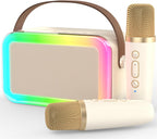 Karaoke Machine Microphone,Fun Toys Christmas Birthday Gifts for Adult Women Men Girls Kids Toddler Boys,Portable Bluetooth Speaker with 2 Wireless Microphone for Home Party Birthday
