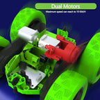 Remote Control Car, Double Sided 360°Rotating 4WD RC Cars with Headlights 2.4GHz Electric Race Stunt Toy Car Rechargeable Toy Cars for Boys Girls Birthday (Green)