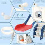 67i Toddler Slide for Kids - Foldable Indoor/Outdoor Plastic Slide with Basketball Hoop, Anti-Slip Steps, Safe & Durable Playground Equipment for 1-3 Years (Red Blue)