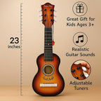 23" Acoustic Guitar, Kids 6 String Toy Guitar - Realistic Steel Strings - Beginner Practice First Musical Instrument for Children, Toddlers (Amber Sunburst)