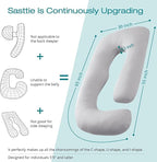 Sasttie Pregnancy Pillows for Sleeping, Jumbo U Shaped Cooling Full Body Pillow with Removable Cover, Pregnant Women Must Haves, Maternity Essential, Light Grey