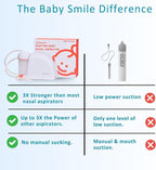 BabySmile Baby Nasal Aspirator BPA Free & 3X Stronger Suction | for Mucus, Snot & Boogers | Easy to Use & Easy to Clean