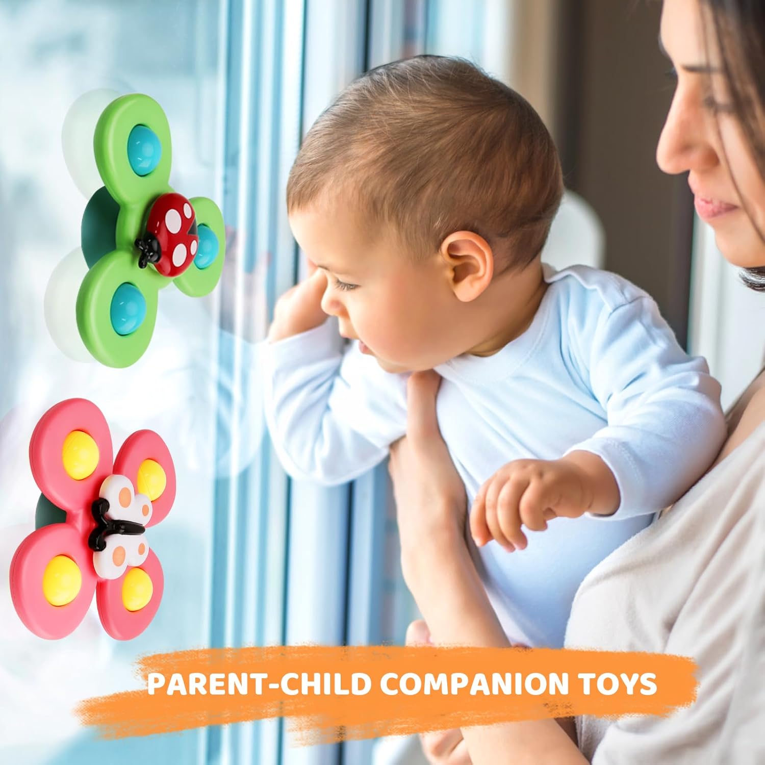 3pcs Suction Cup Spinner Toy for Baby 12-18 Months Baby Travel Fidget Sensory Toys for Toddlers 1-3 Bath Toys for 2 Year Old First Birthday Gifts for 1 Year Old Boys Girls