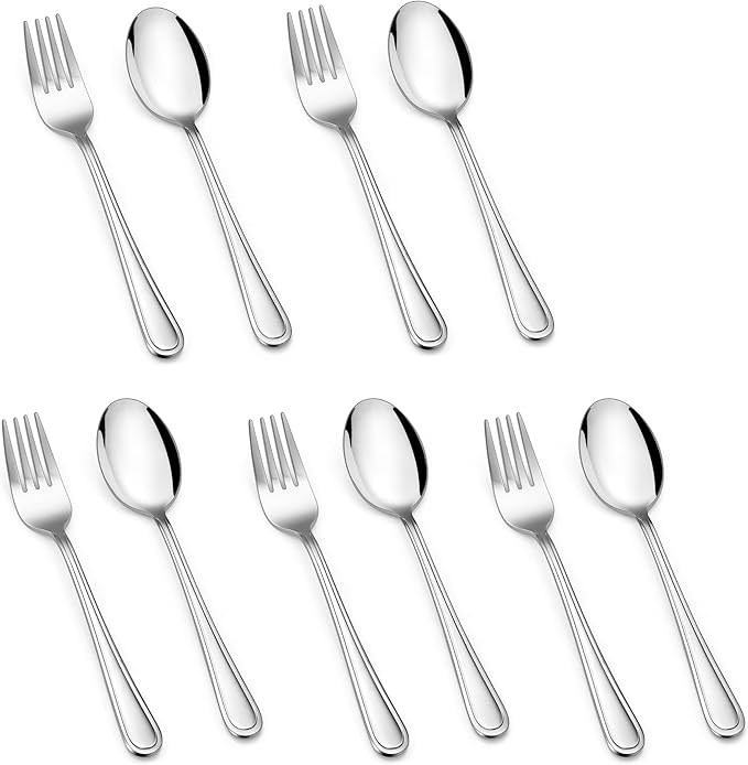 HaWare Toddler Utensils, 10-Piece Stainless Steel Toddler Silverware Sets Includes Spoons and Forks, Food-grade Children and Kids Eating Utensils for Self Feeding, Safety & Non-Toxic, Dishwasher Safe