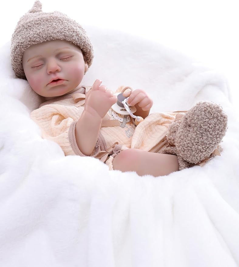 Reborn Baby Dolls – 20 Inch Real Baby Dolls That Look Real, Full Body Vinyl Girl Doll in Beige Outfit with Accessories, Gift for Girls Ages 3+, Pretend Play & Collectors
