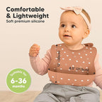 KeaBabies 2-Pack Silicone Baby Bibs for Eating - Sturdy Food-Grade Silicone Bibs for Babies Girl, Boy, Large Food Catcher, Clean & Put On Easily, Waterproof Toddler Feeding Essentials (Butterflies)