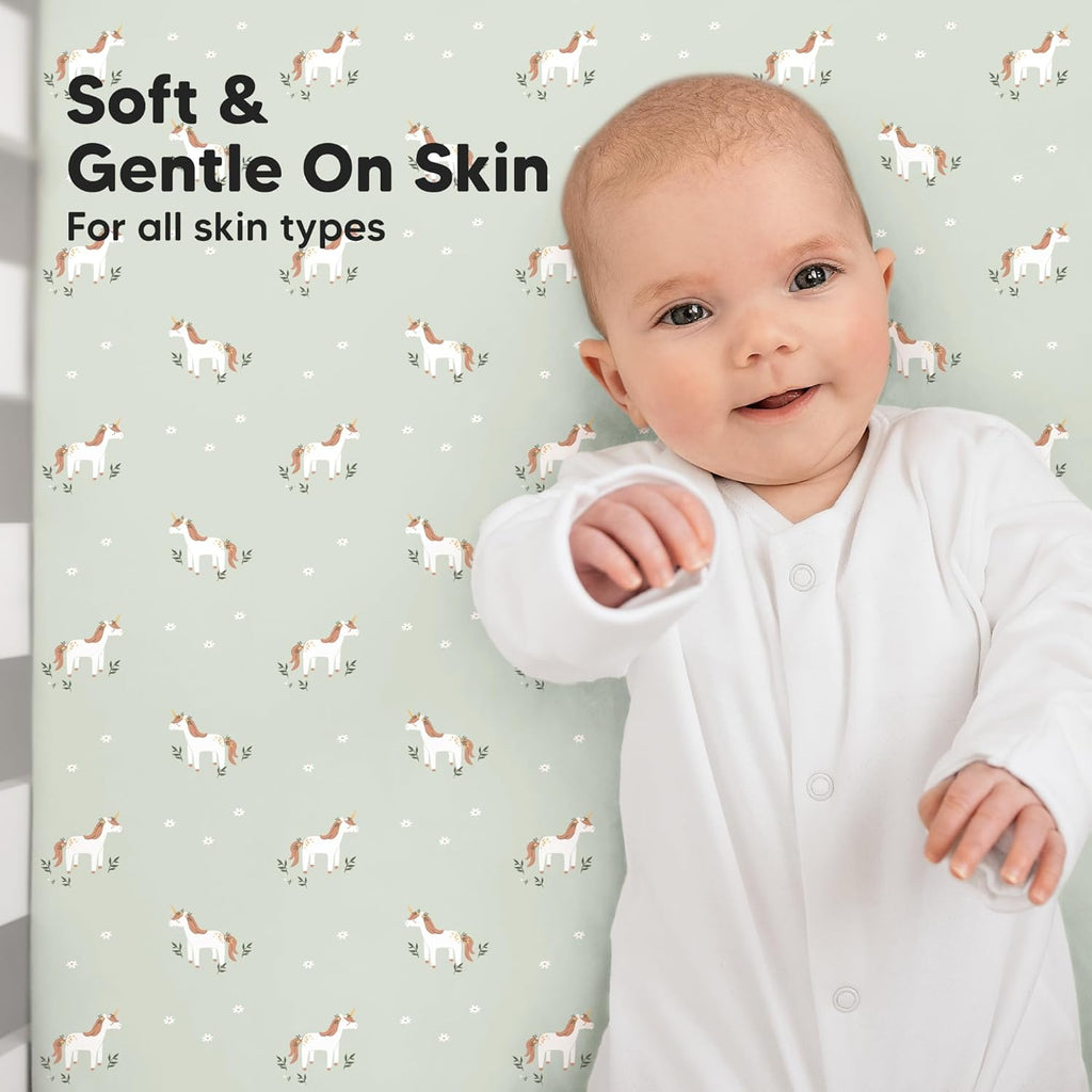 KeaBabies 2-Pack Baby Crib Sheets for Boys, Girls - 52x28 Viscose Derived from Bamboo Toddler Bed Sheets Neutral, Fitted Crib Mattress Cover for Standard Baby Bedding, Soft & Cozy (Lune Mystic)