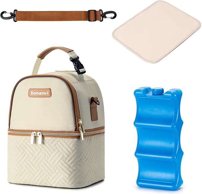 Breastmilk Cooler Bag with Ice Pack & Mat Fit 6 Bottles Up to 9 Ounce, Baby Bottle Cooler Bag for Moms, Daycare & Travel, Black