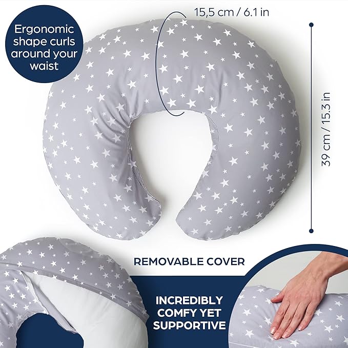 Niimo Nursing Pillow - 100% Cotton Breastfeeding Pillow Cover, Ergonomic Nursing Pillows for Breastfeeding, Machine-Washable Baby Pillow, Breastfeeding Pillows & Breastfeeding Essentials