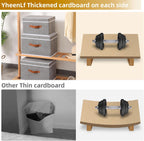 Fabric Storage Boxes with Lids, Linen Foldable Cloth Baskets, Closet Organizer Containers with Double Handles, Sweater Bins for Bedroom, White and Grey, 3 Pack, 13 x 9.1 x 7.9 Inch