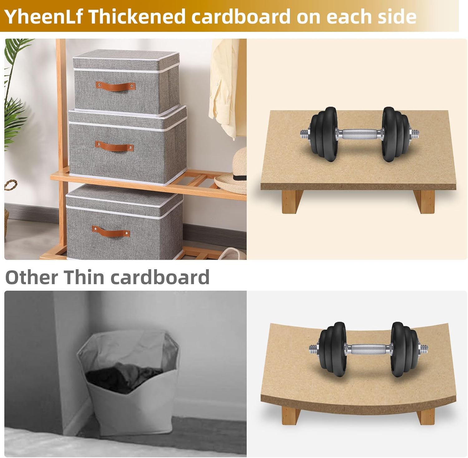 Fabric Storage Bins with Lids, Linen Foldable Clothes Boxes, Closet Organizer Containers with Double Handles, Baskets for Bedroom, Grey, 3 Pack, 13 x 9.1 x 7.9 Inch