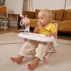 Tiny Marvels Portable 3-in-1 Baby Booster Seat – Cozy Floor Seat, Feeding Seat with Tray, Toddler Booster – Compact, Foldable, Safe with Child Safety Belt Carry Bag – Perfect for Travel & Family Time