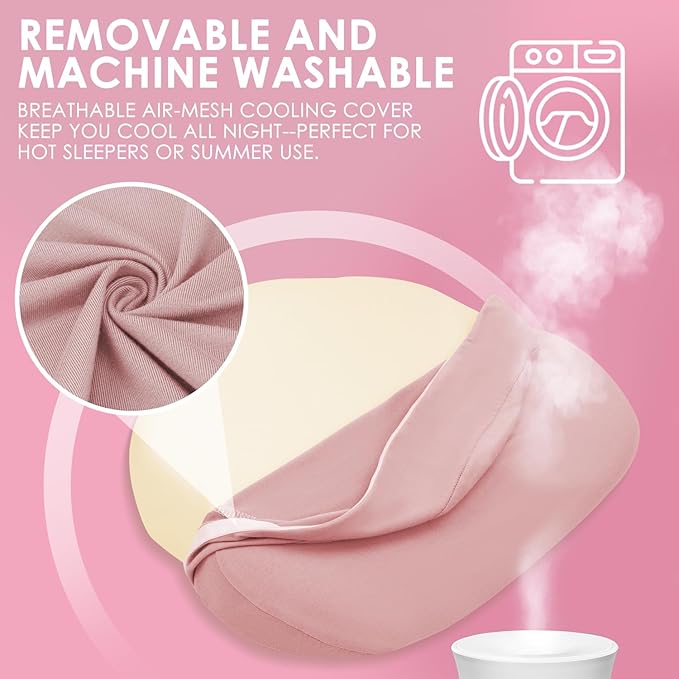 Chilling Home Portable Pregnancy Pillow for Sleeping-Memory Foam Maternity Pillow for Pregnant Women-Travel Wedge Body Pillows-Support for Back, Belly, with Removable Ruby Red,Cooling Cover