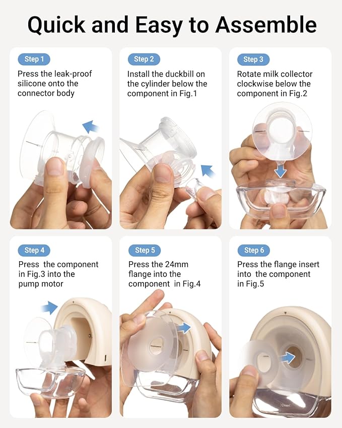 Bear Breast Pump Hands Free, Wearable Breastfeeding Pumps Strong Suction Low Noise, 4 Modes& 9 Levels Electric Breast Pump Portable, 19/21/24mm Insert Flange, 2 Packs