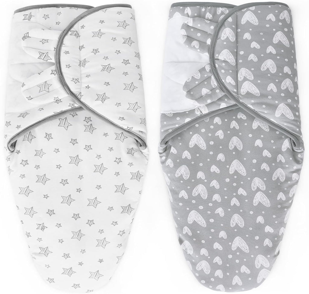 Biloban Quilted Baby Swaddles 0-3 Months 2 Pack, Warm Quilted Baby Swaddle, Newborn Swaddle, Adjustable Swaddle Blanket, Lovely Print