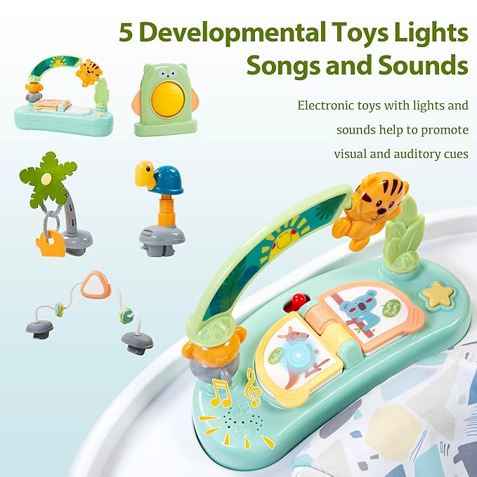 Time Followers® 6-in-1 Baby Activity Center | Jumpers and Bouncers | 4 Stage Grow Stationary Standing Toddler Play Table | Shower Gift | Infant Essential for Baby Ages 6-36Month (White)