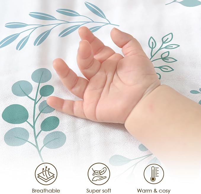 Baby Blankets for Boys Girls, Soft Nursery Minky Blankets with Muslin and Dotted Fleece Back 30x40 inches, Receiving Bed Quilt for Newborn, Infants, Toddlers (Leaf)