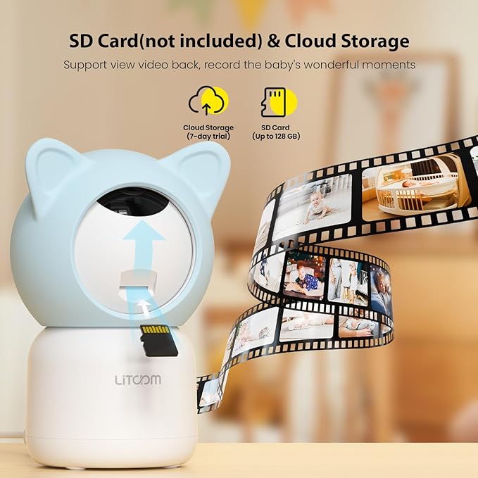 litokam 2K 4MP Security Camera Indoor, 5G/2.4G WiFi Baby Monitor with Camera and Audio, Pet Cam, Cry/Motion Detection, Night Vision, 2-Way Talk, Temp/Humidity Sensor(Can't Connect to Monitor)