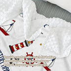 Personalized Baby Crib Bedding Set, Custom Name Lighthouse Theme Nursery Bedding Set 3 Pcs, Baby Blanket Fitted Crib Sheet Changing Pad Cover, Personalized Nursery Decor Gift for Newborns Boys