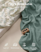 Blissful Diary Muslin Baby Changing Pad with Waterproof Lining Foam, Baby Changing Table Pad with Cover for Dressers (Botanical Leaf, Avocado)