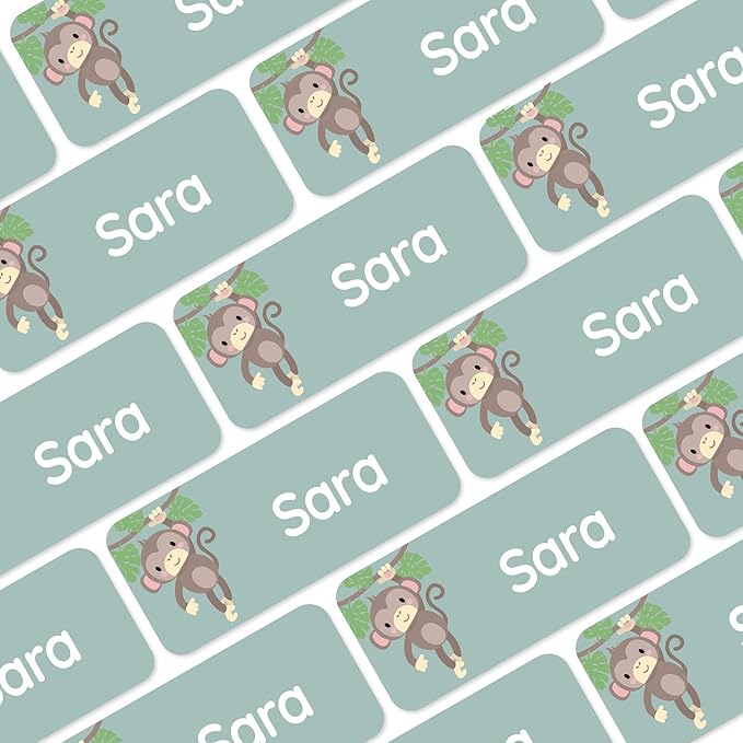 Personalized Name Labels for Kids (120) – Custom Waterproof & Durable Stickers for Clothing, Daycare, Office & School Supplies - Exotic Animals
