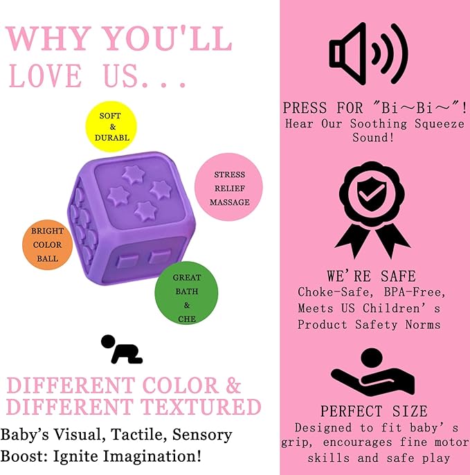 12P Sensory Balls for Toddlers 1-3,Balls for Baby Toys 6-12 Months,Bright Color Textured Multi Soft,Baby Massage Toy,Birthdays, Includes Storage Bag