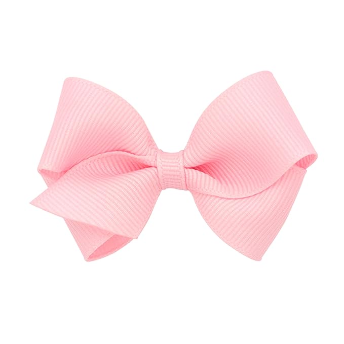Wee Ones Girls' Plain Wrap Classic Grosgrain Hair Bows on a WeeStay No-Slip Hair Clip, Handmade, Wee, Light Pink