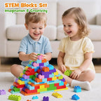 97PCS Building Blocks Set with Storage Box & Base Plate - STEM Educational Toys for Toddlers, Kids Ages 3+, Compatible with Major Large Particle Building Block