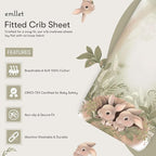 100% Cotton Fitted Crib Sheet, Peekaboo Bunny Design, Gentle Baby Nursery Bedding, Fits Standard 52 x 28 in Mattress