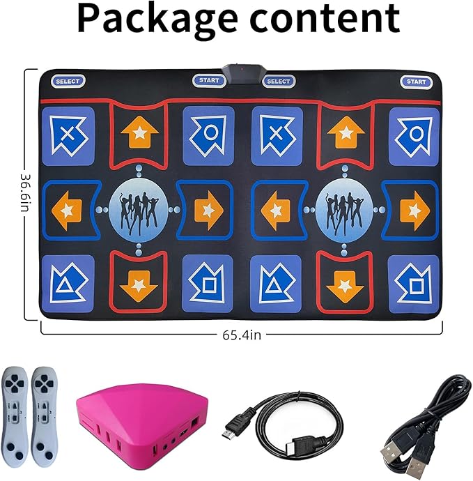 Dance Mat for Kids and Adults, Flannel Dance Pad for Kids Toys, Soft TV Dancing mat,Plug & Play Family Game,Xmas Gifts Idea,Gifts for Girls & Boys Ages 3+,Double mat